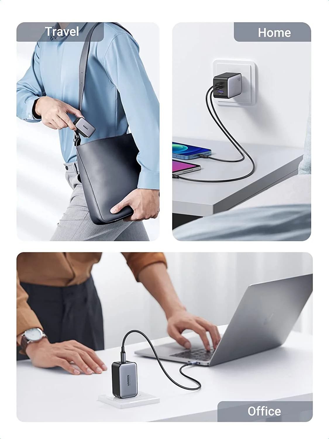 UGREEN Nexode 65W USB-C GaN Wall Charger 3 Ports - Image 8