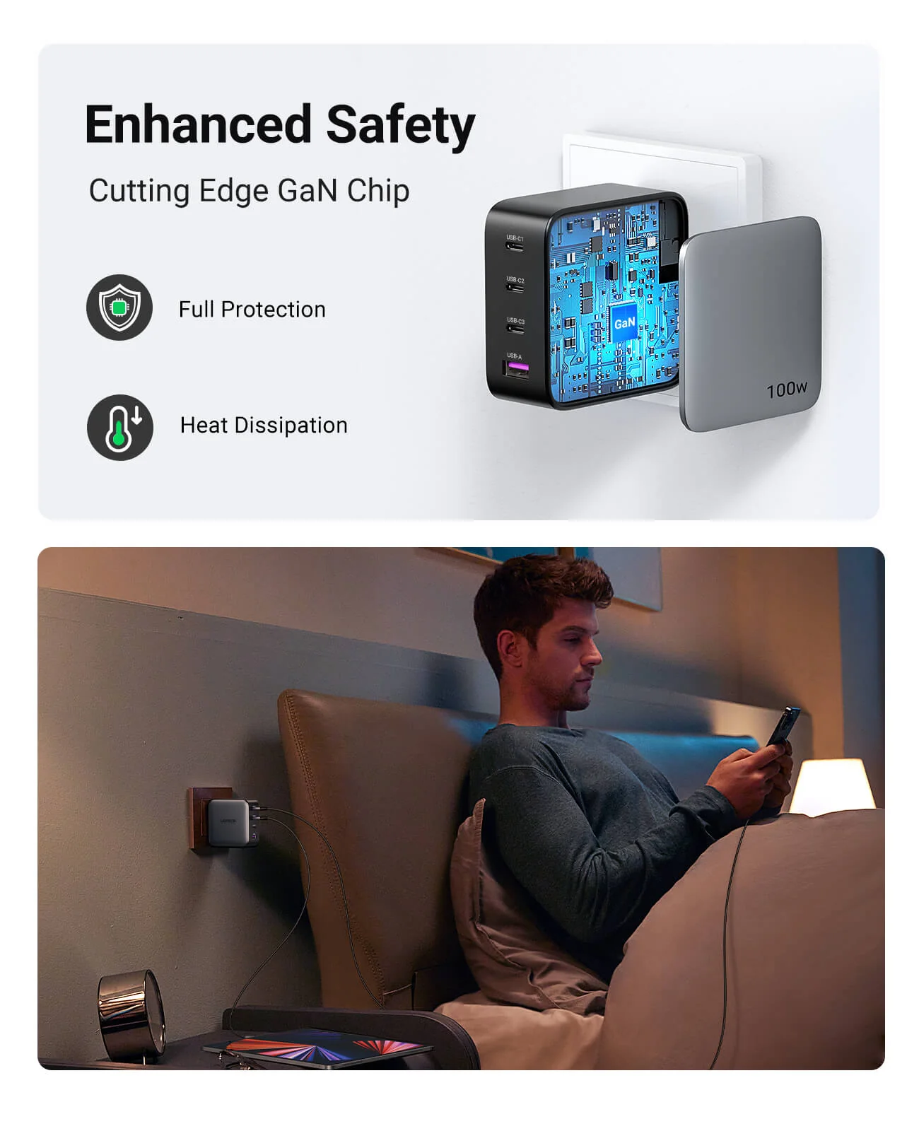 UGREEN Nexode 100W USB-C 4-Port Charger and 100W USB-C Cable - Image 6