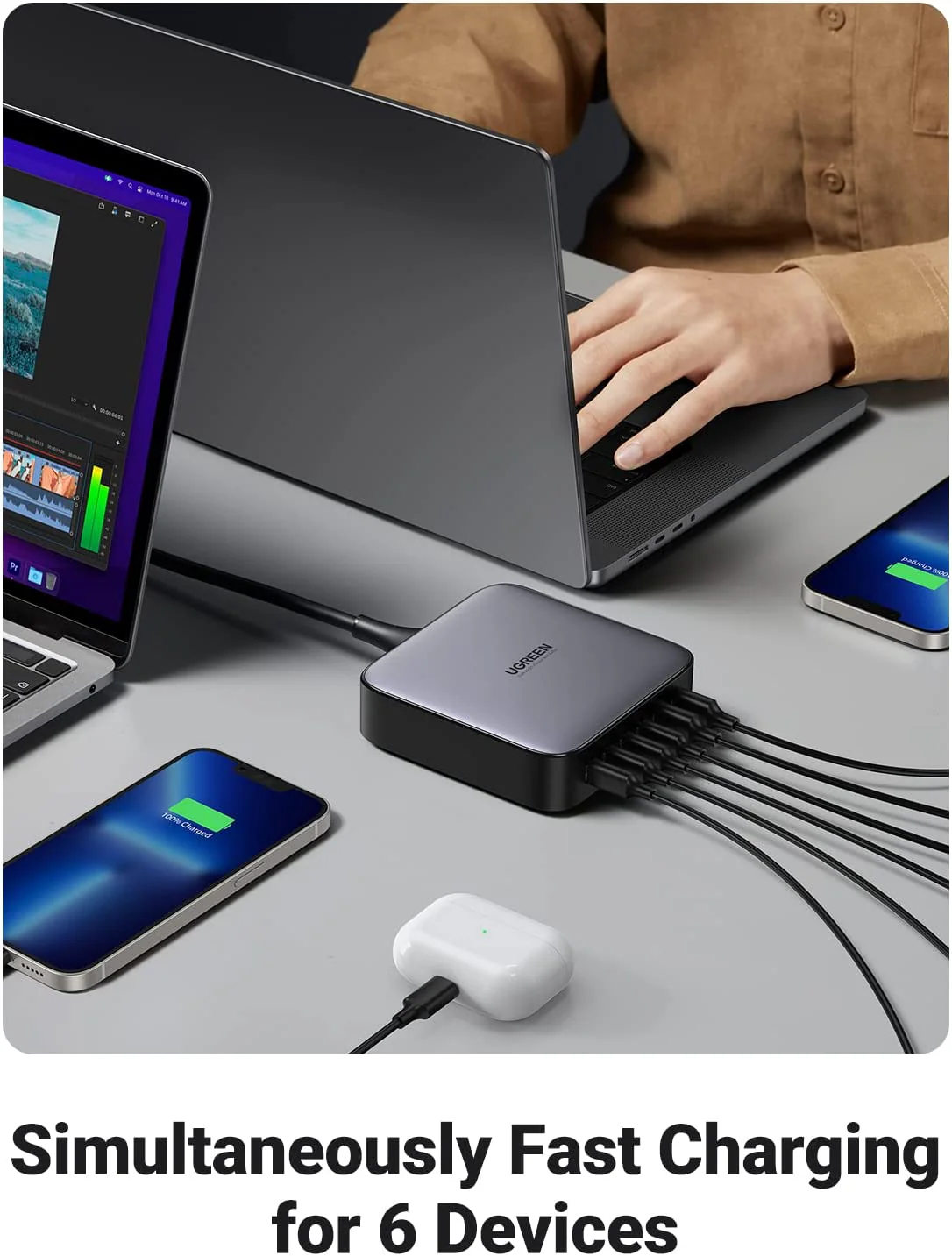 UGREEN Nexode 200W USB-C GaN Charger-6 Ports Desktop Charger - Image 6
